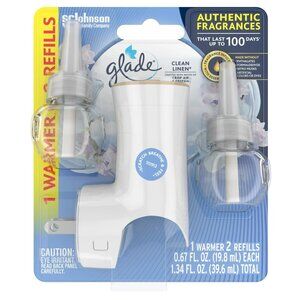 NEW Glade PlugIns Refills Air Freshener Starter Kit, Clean Linen